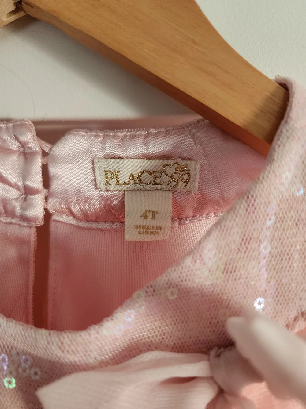 The Children's Place Pink Layered Tulle Dress With Sequin Collar And Bow - Picture 3 of 3
